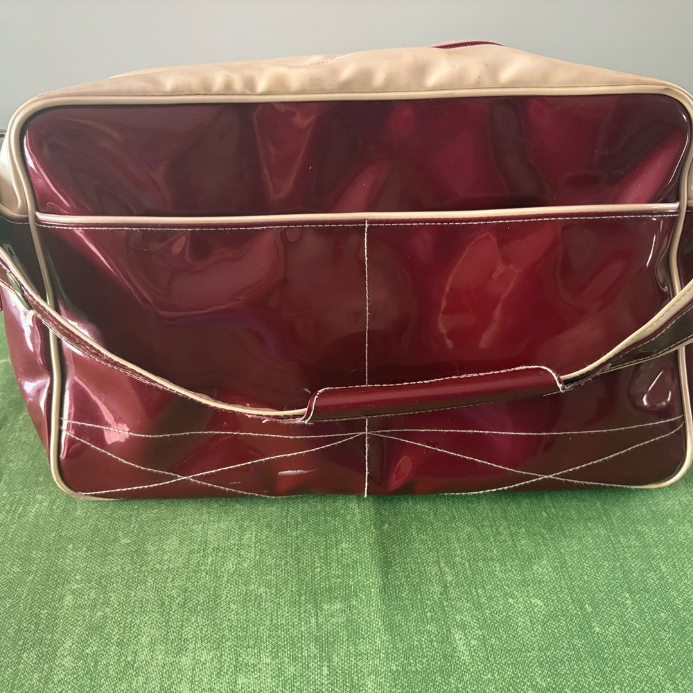 Sweet Tulip Glossy Burgundy Travel Bag with Cream Trim